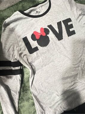 Disney Gray Ringer Tee with Black Trim and Red Accent